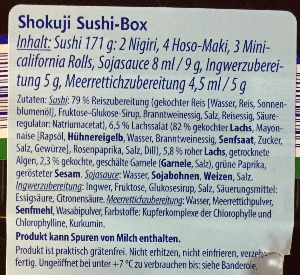 Aldi Sushi Shukoji Zutaten